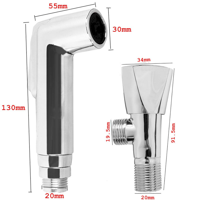 Bidet Shattaf Douche Spray Shut Off Valve Chrome Toilet Shower Head Hose Bathroom Accessories Set