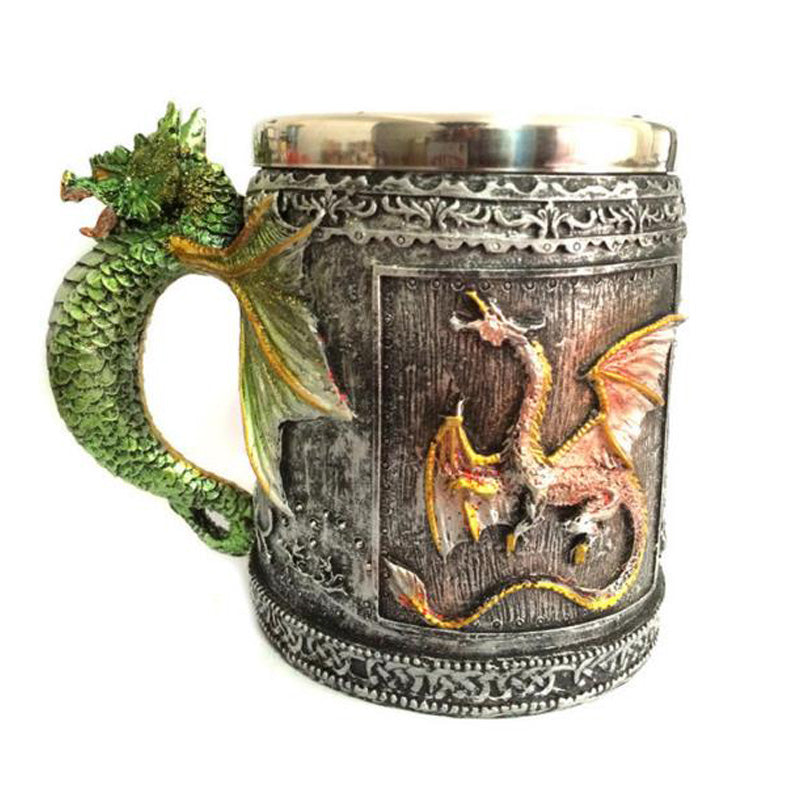 Christmas 3D Novelty Medieval Dragon Mug Faucet Cup Double Wall Stainless Steel Coffee Cups And Mugs
