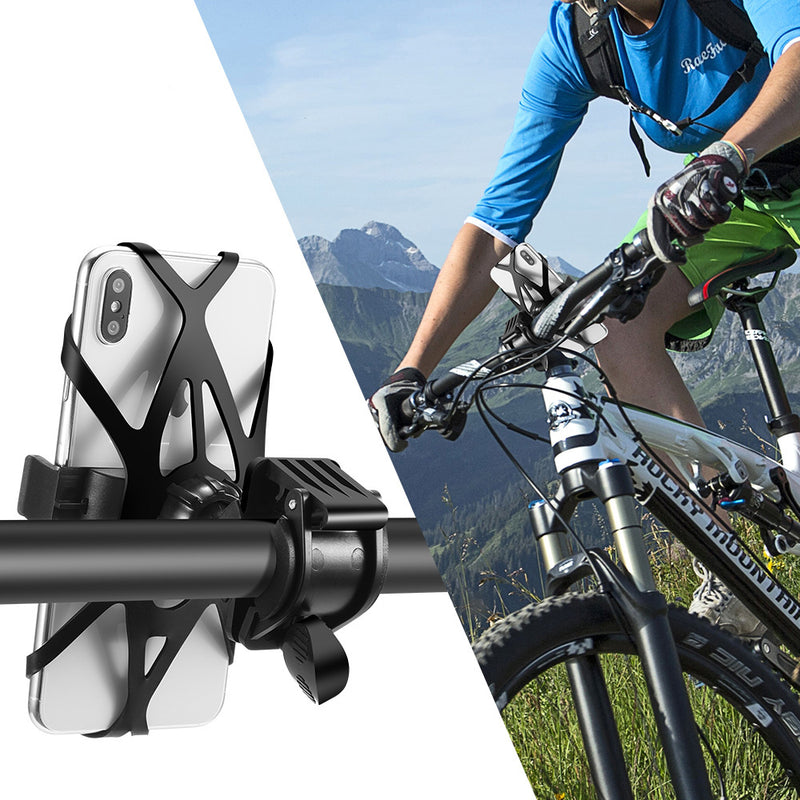 Floveme Bike Bicycle Handlebar Clamp Phone Holder 360 Rotation For 4.0-6.8 Inch Smart Phone
