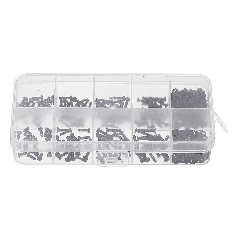 Suleve M2CH4 480Pcs M2 Hex Socket Button&Flat Head Screw Carbon Steel Bolt Nut Assortment