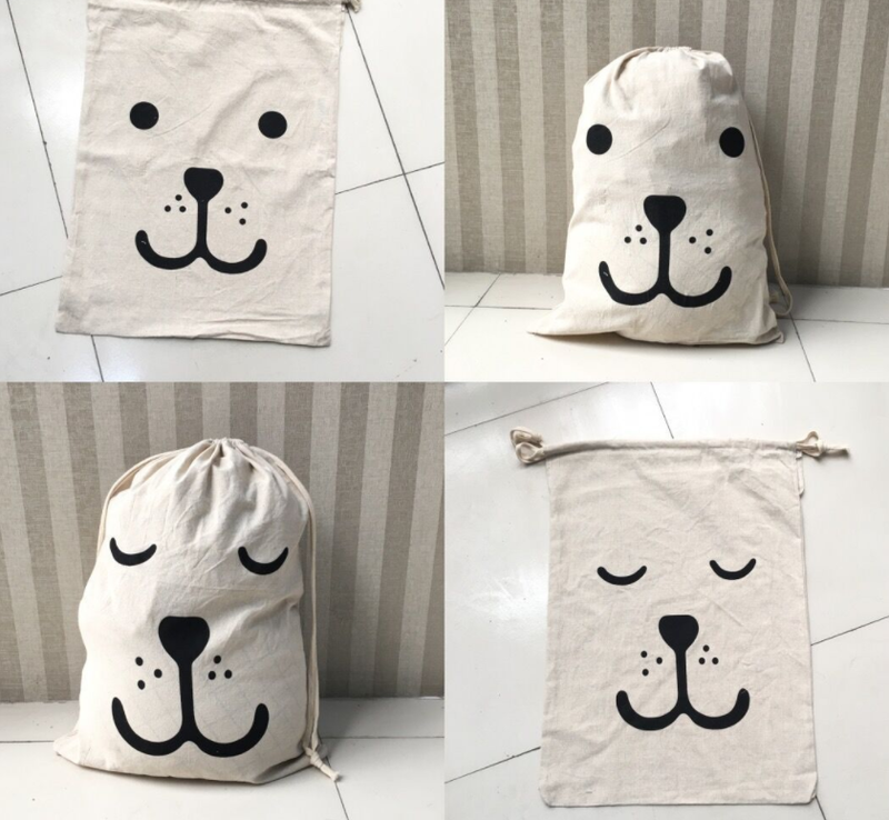 Cotton Sack Drawstring Storage Bag Toy Shoes Laundry Travel Stuff Clothes