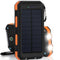 20000mAh Solar Charging Power Bank SOS Mode Portable Cell Phone Solar Charger with Dual USB Charging Ports LED Flashlight Carabiner/Compass