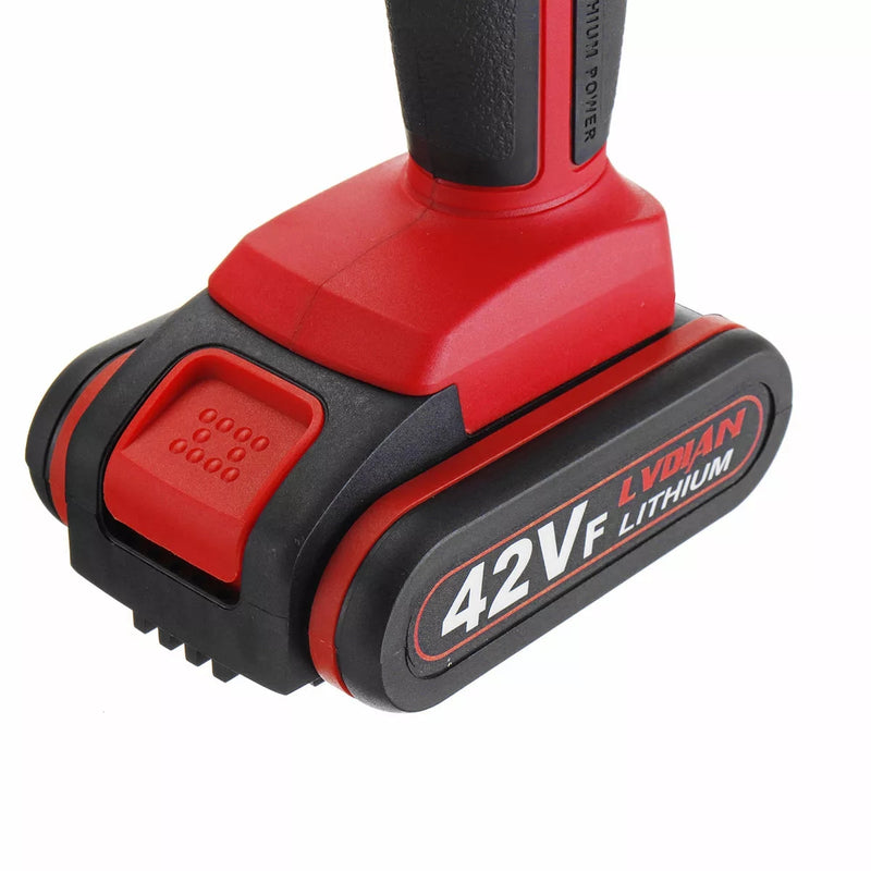 42V Waterproof Electric Hand Drill 25+1 Torque Cordless Rechargeable Electric Drill Screwdriver LED Work Light