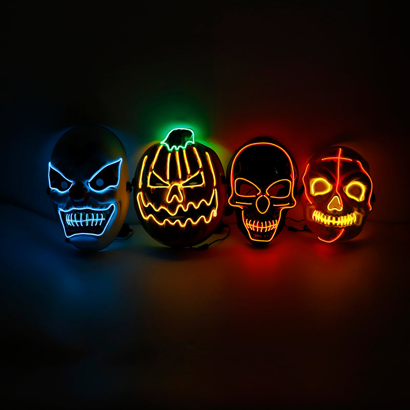 4-Modes Scary Mask Cosplay Led Costume Mask EL Wire Light Up for The Purge Movie