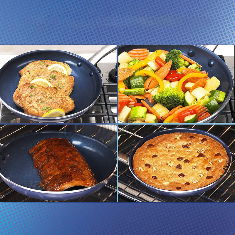 Blue Diamond Pan Toxin Free Ceramic Pan Nonstick Metal Utensil Open Frying Pan Non-stick Pot 20/24CM