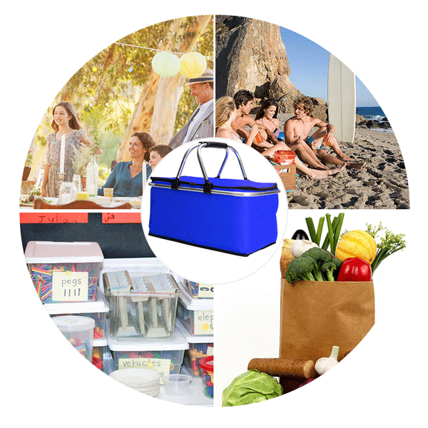 KCASA KC-BB474 Folding Picnic Basket Portable Insulated Camping Cooler Outdoor BBQ Food Organizer