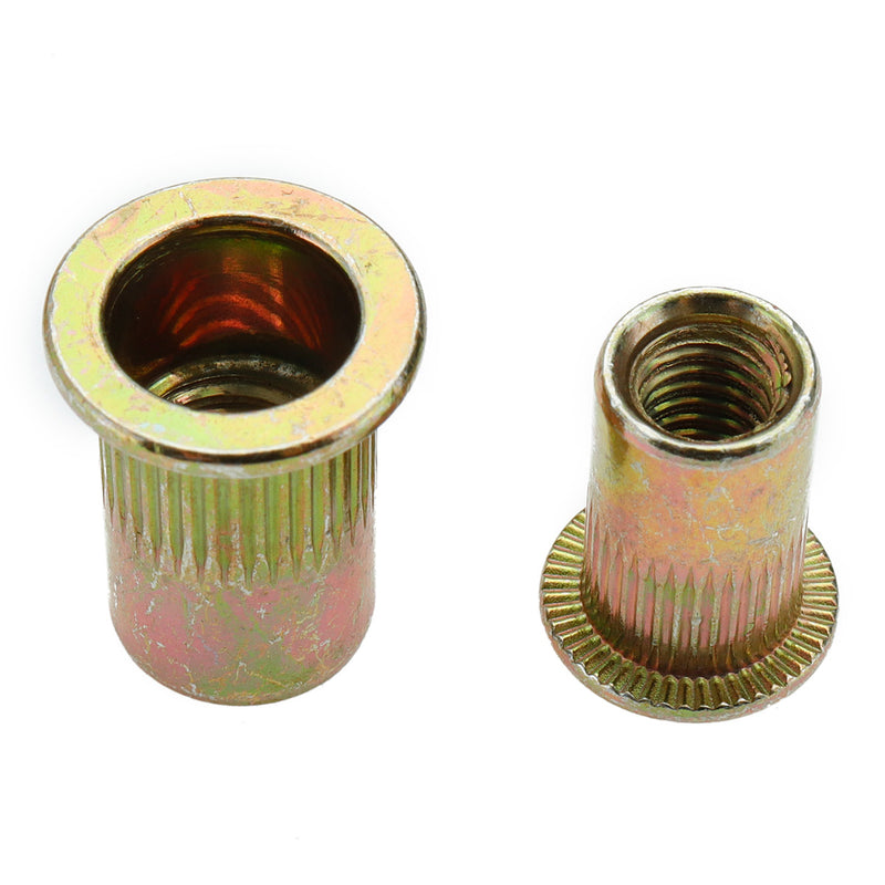210pcs Zinc Plated Rivet Nut Mixed Metric Rivnut Threaded Flat Head Insert Rivetnut