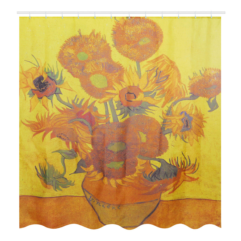 180x180cm Sunflower Bath Fabric Shower Curtains Waterproof Lid Toilet Cover Mat