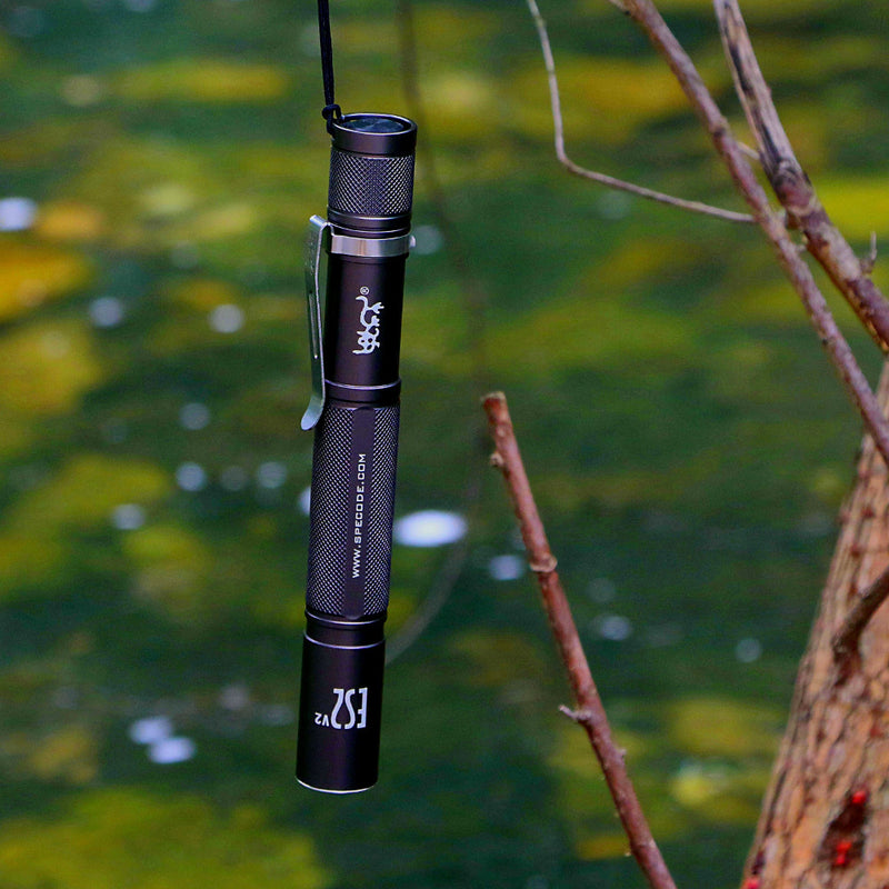 SPECODE ES2 220 Lumens Machining Pen Light Two-direction Detachable Stainless Steel Clip Flashlight AA Battery Camping Hunting Portable Emergency Lantern