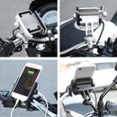 MOTOWOLF 12V-24V USB Charge Phone Holder Motorcycle Scooter Aluminum Rearview Mirror/Handlebar Mounting