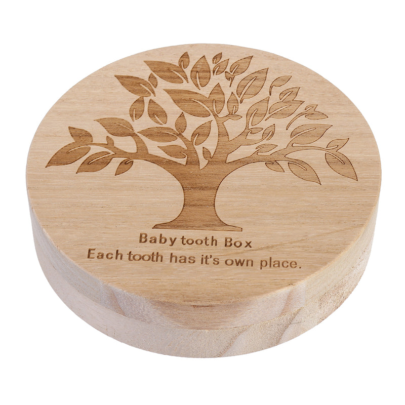 Boy Girl Kids Tooth Wooden Storage Display Box Save Milk Tooth Baby Hair Keepsake