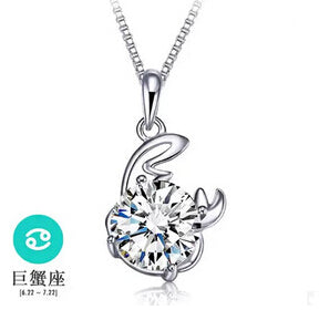 12 Constellations Gift Italina 925 Sterling Sliver Crystal Necklace for Women