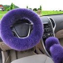 3Pcs 38cm Wool Car Steering Wheel Covers Winter Warm Cushion Universal