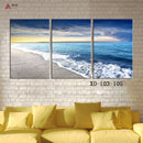 Miico Hand Painted Three Combination Decorative Paintings Seaside Scenery Wall Art For Home Decoration