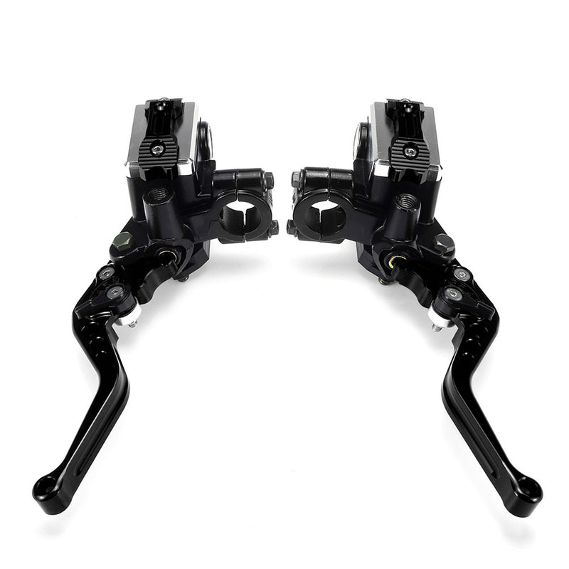 7/8" Motorcycle Master Cylinder Hydraulic Brake Pump Clutch Handlebar Lever Reservoir Set