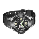 SYNOKE 67606 5ATM Waterproof Men Fashion Luminous Display Stopwatch Watch Dual Display Digital Watch