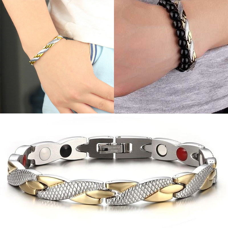 Fashion Magnetic Therapy Single Row Bracelet For Men Stainless Steel Silver Gold Chain Bracelet