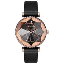 SANDA P231 Women Fashion Star Transparent Dial Leather Band Quartz Watch