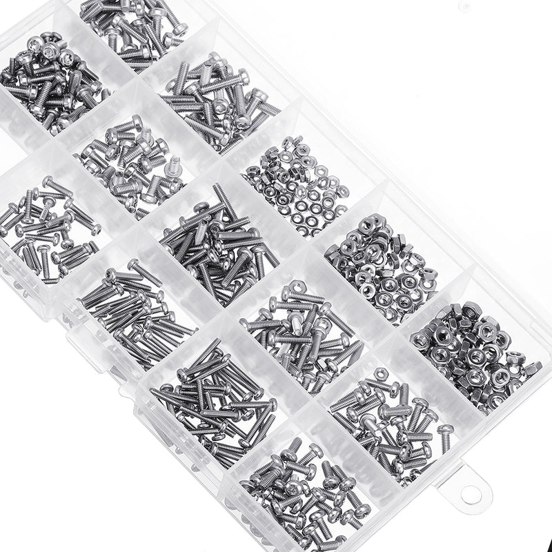 Suleve MXST1 480Pcs M2/M2.5/M3 Torx Machine Screw 304 Stainless Steel Pan Head Bolt Nut Assortment
