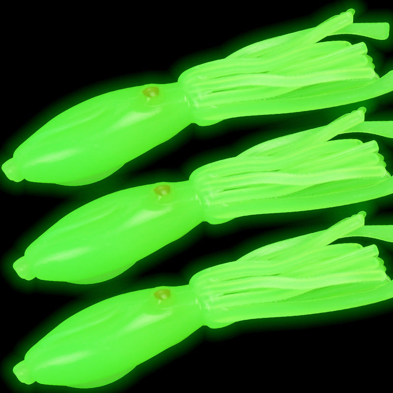 ZANLURE 3 Pcs 8cm Fishing Lure Rubber Squid Skirts Soft Baits Luminous Artificial Bait