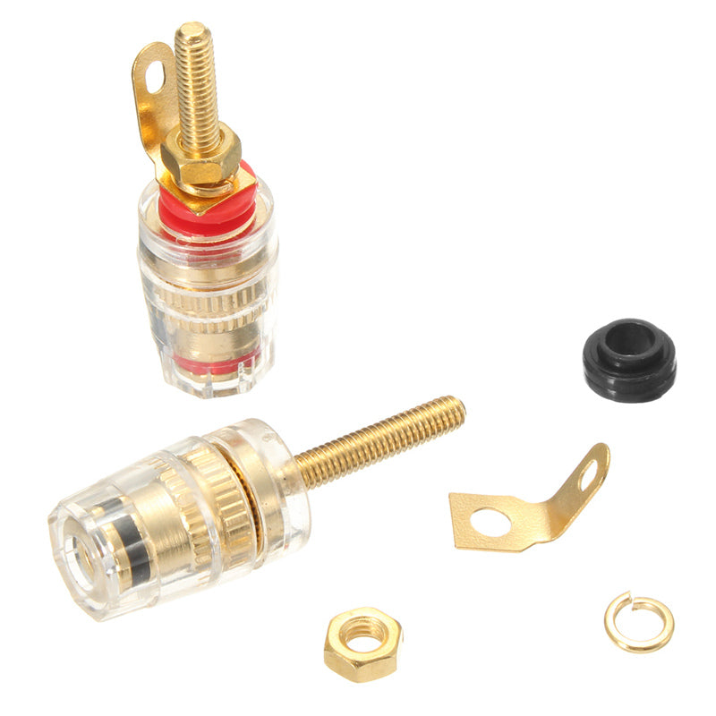 2Pcs Gold Plated Binding Post Amplifier Speaker Terminal Audio Connector For 4mm Banana Plugs