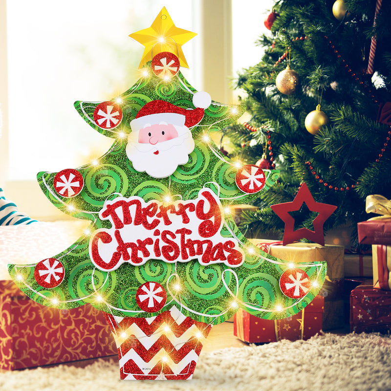 LED Pendant Santa Claus Hanging Ornament with String Light for Holiday Party Home Christmas Tree Decoration