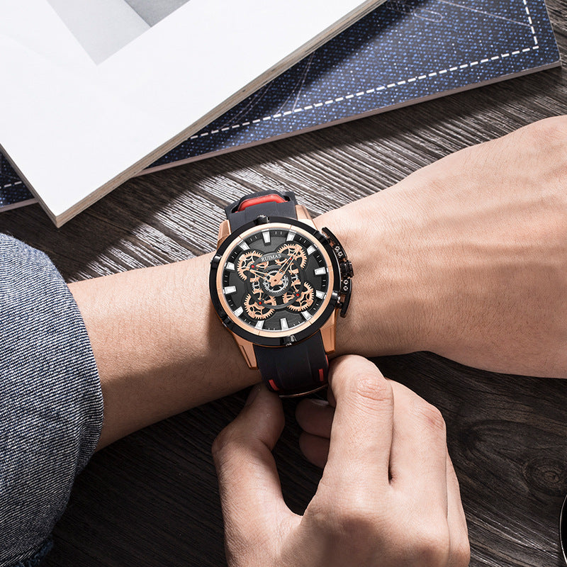 RUIMAS 547 Sport Men Watch 3D Multi-layered Surface Waterproof Luminous Display Quartz Watch