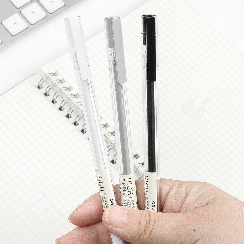XIAOMI Ecosystem Deli A025B-01 12 Pcs/box Full Needle 0.38mm 0.5mm Gel Pen Transparent Barrels Black Ink Simple Writing Signing Pens Office School Supplies