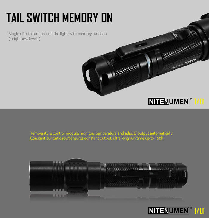 NITENUMEN TA01 XP-L V5 1060LM Rechargeable EDC LED Flashlight 18650