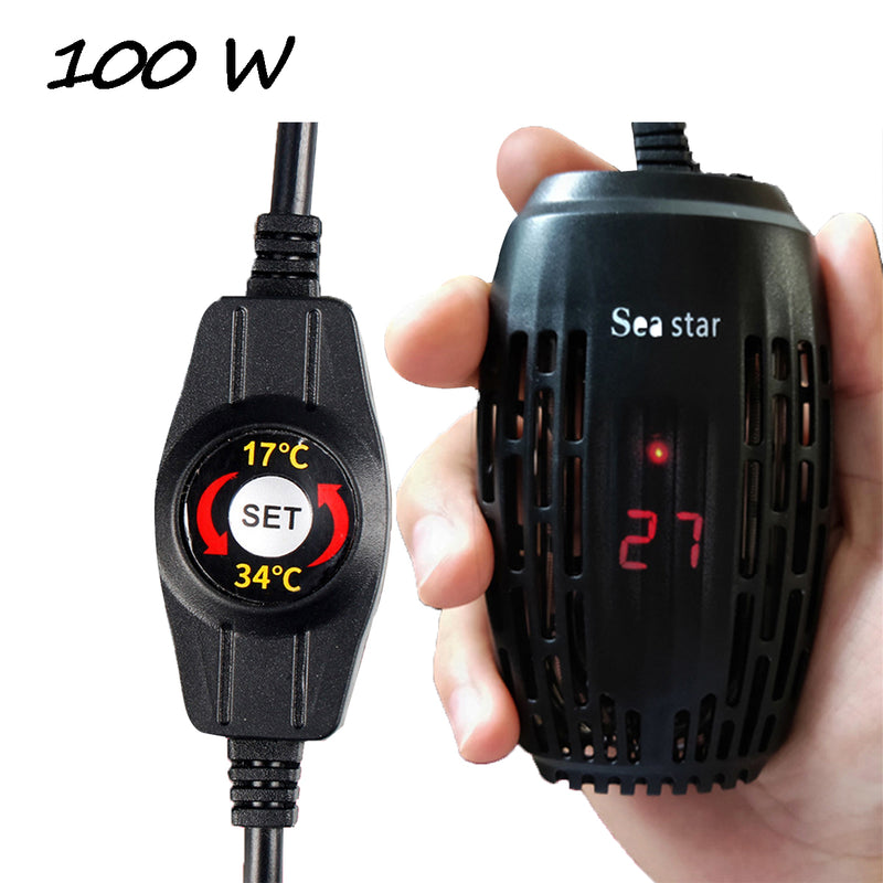 50/100W LED Aquarium Heater Submersible Fish Turtle Tank Thermostat Gauge Cartridge Heater