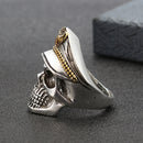 Cool Skull Head Adjustable Finger Ring Vintage Double Eagle Ring for Men