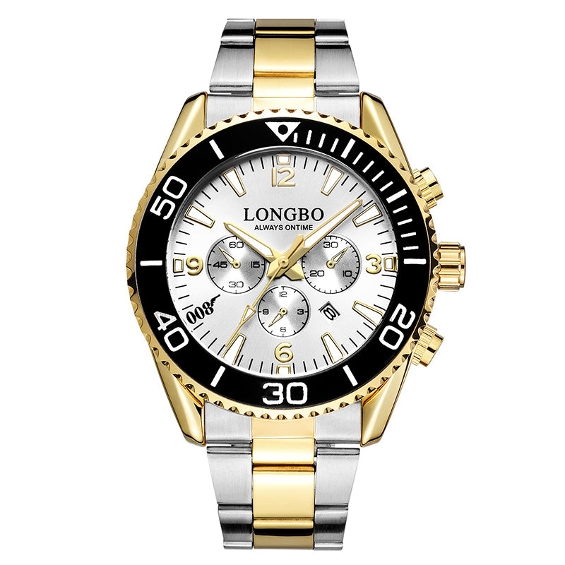 LONGBO 80523 Fashion Full Steel Luminous Display Waterproof Business Style Men Quartz Watch