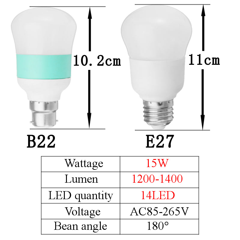 E27/B22 15W 14LED 2835SMD PC Cover Shell Gourd Shape Kindling Efficiency High Light Bulb AC85-265V