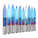 Drillpro 10pcs 0.1-1.5mm 30 Degree PCB Engraving Bit Blue Nano Coated Carbide CNC Flat Bottom Engraving Bit Router Tool