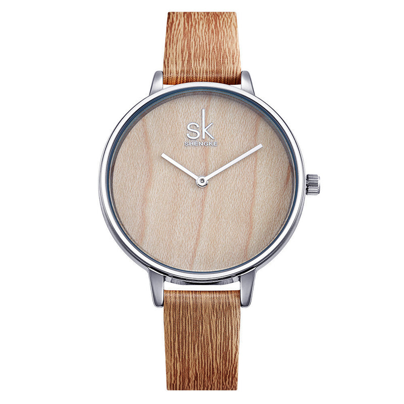 SK K0078 Creative Women Wrist Watch Simple Design Leather Strap Quartz Watches