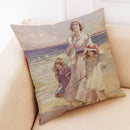 Oil Painting Style Cushion Cover Cotton Linen Square Pillow Case Mother's Day Gift