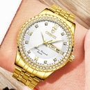 CHENXI 8215 Casual Style Men Wrist Watch Gold Case Full Steel Band Quartz Watch