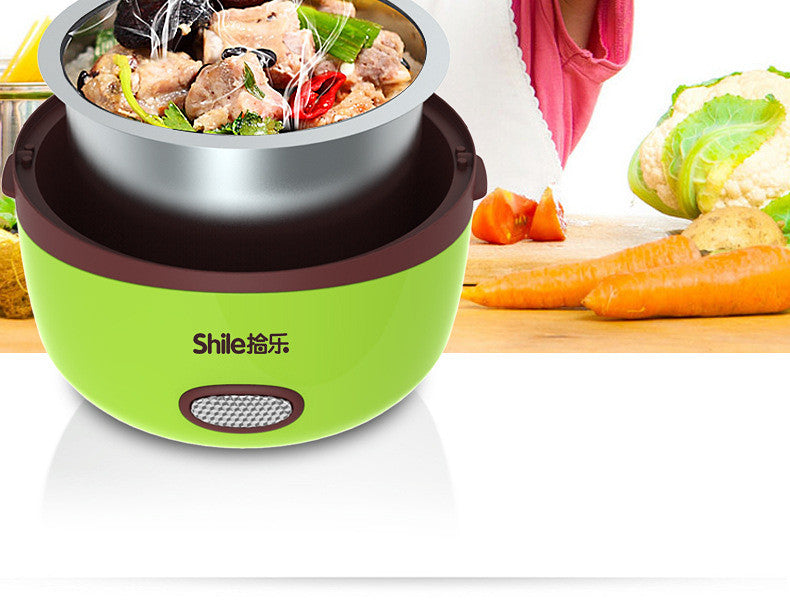 1.3L Electric Portable Lunch Box Rice Cooker Steamer 2 Layer Stainless Steel Container Food