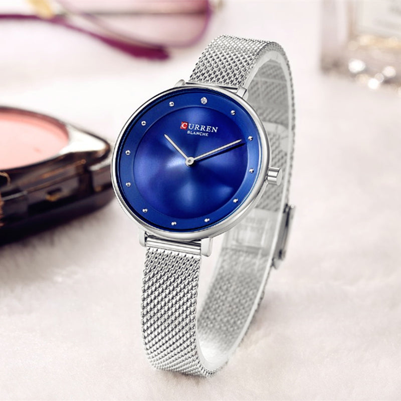 CURREN 9029 Casual Style Women Wrist Watch Mesh Stainless Steel Quartz Watches
