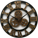 Loskii 45cm Round Gear Wall Clock Roman Numerals Open Face Modern Creative Wall Clock