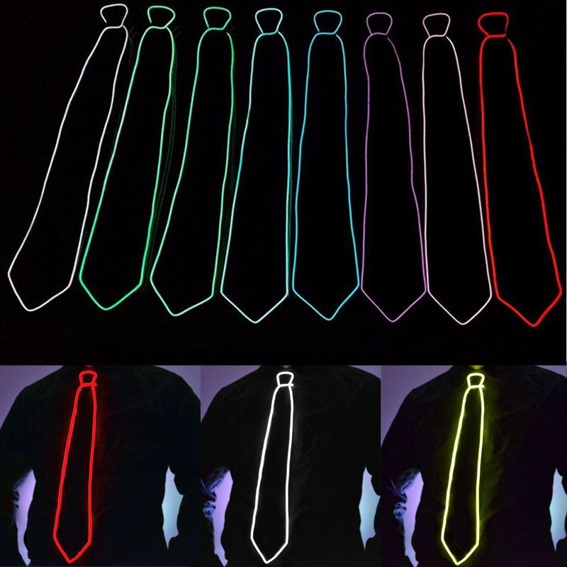 Battery Powered LED Light Up El Wire Tie Adjustable Necktie for Party Halloween Wedding DC3V