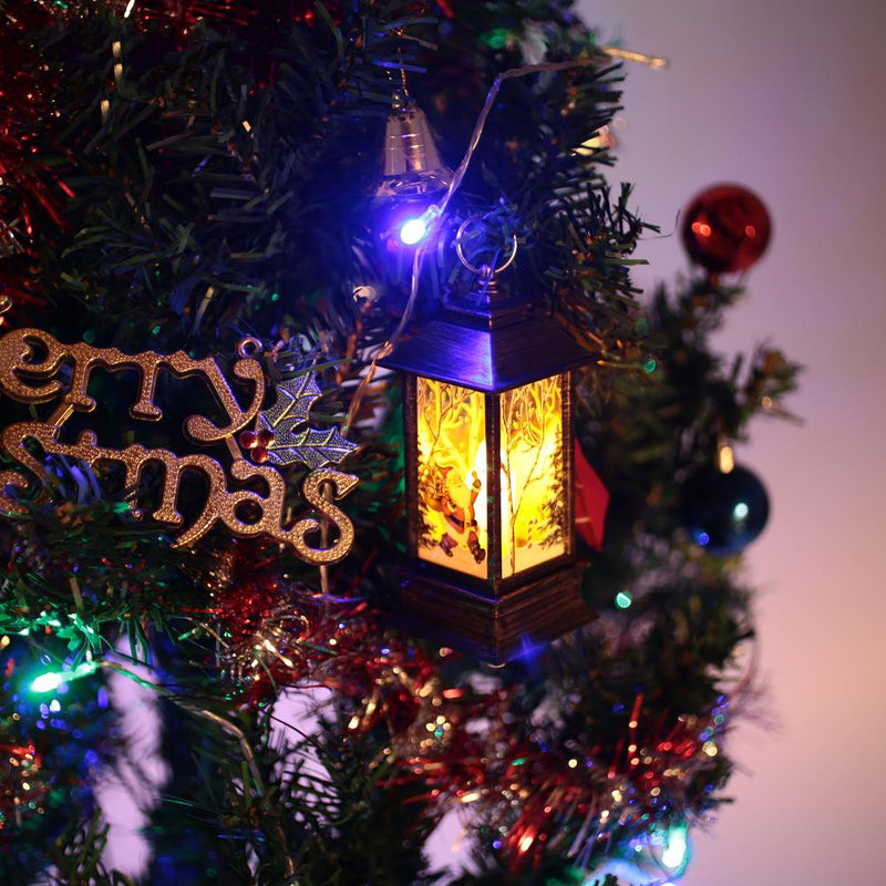 Santa Claus Snowman Jesus Elk Pattern Hanging Christmas Simulation Flame Holiday Night Light Decor