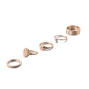 5 Pcs Vintage Personality Diamond St. Lord's Totem Pattern Ring Set