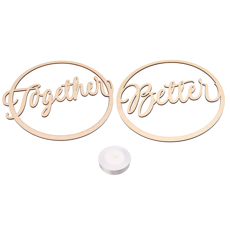 2Pcs Wedding Chair Signs Decorative Wooden Pendants Groom Bride Party Decorations