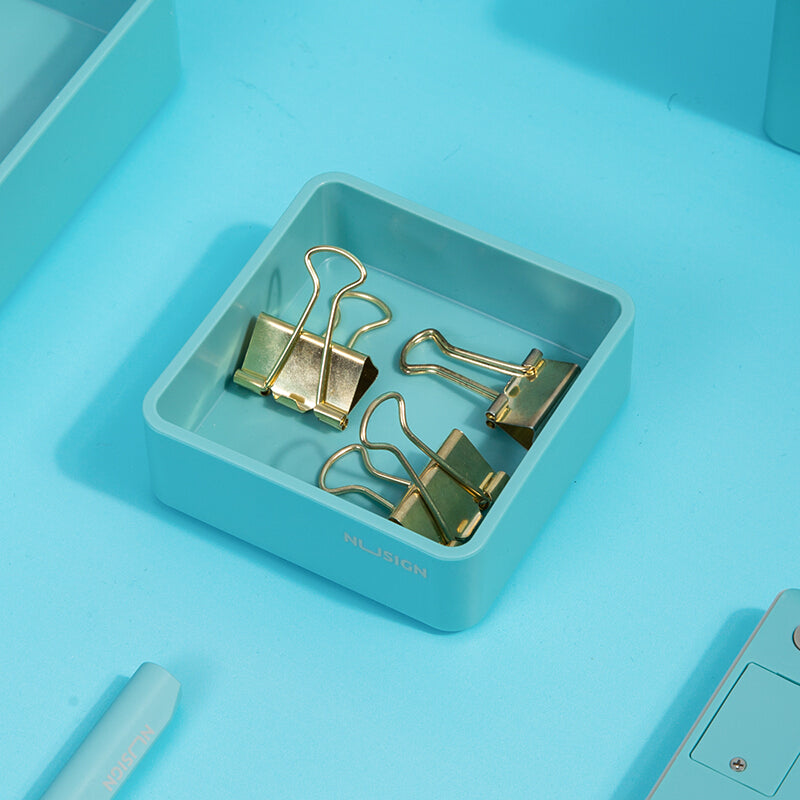 NUSIGN NS028 Stackable Combination Small 3 Layers Square Trays ABS Paperclip Holder Storage Tray Desktop Organizer