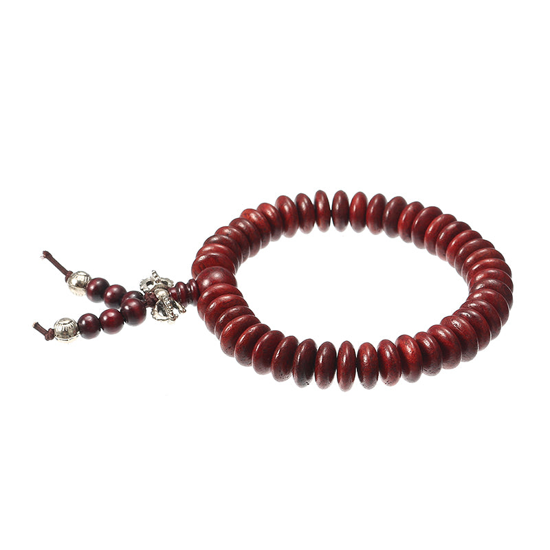 Natural Siam Rosewood Beads Buddha Bead Elastic Bracelet for Women Men