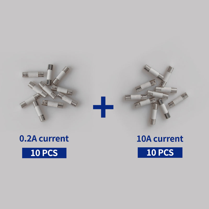 20 Pcs ANENG 5X20mm Ceramic Fuse 0.2A + 10A for Multimeter