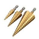 Drillpro 3pcs 4-12/20/32mm HSS Titanium Step Cone Drill Bit Hex Shank Hole Cutter
