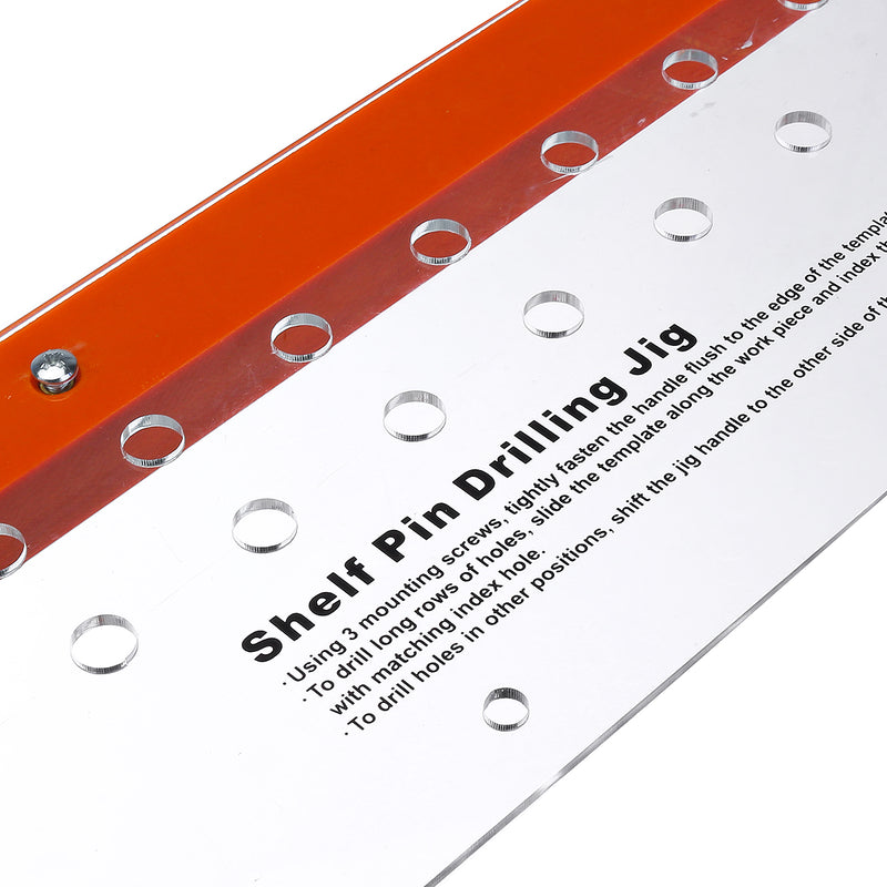 Shelf Pin Drilling Jig with 1/4 Inch Self Centering Bit 11 Holes 19 Inch Long Tools Woodworking Drillring Guide