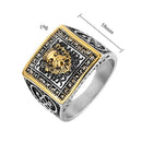 REZEX Vintage Diamond Lion Head Men's Stainless Ring With Case
